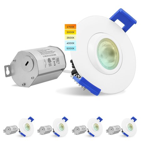 LUXRITE 2 Inch Gimbal LED Recessed Downlights 5 CCT Selectable 2700K-5000K 5W 400LM Dimmable 4-Pack LR23236-4PK
